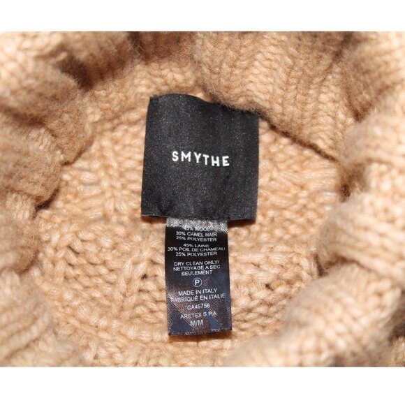 Smythe Turtleneck Blanket Sweater / Medium / Camel Oversized Chunky Knit Long - Picture 11 of 11